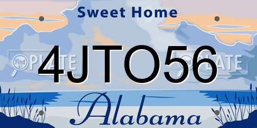 4JTO56 Alabama License Plate