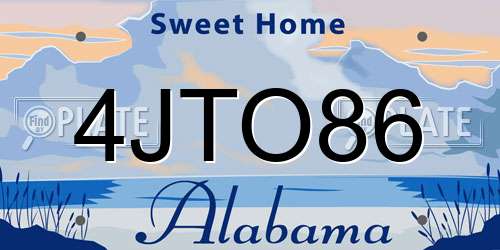 4JTO86 Alabama License Plate