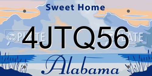 4JTQ56 Alabama License Plate