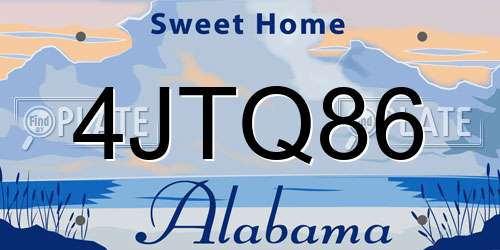 4JTQ86 Alabama License Plate
