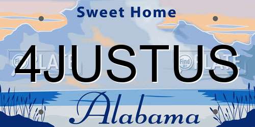 4JUSTUS Alabama License Plate