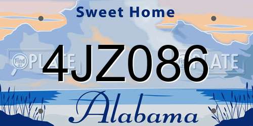 4JZ086 Alabama License Plate