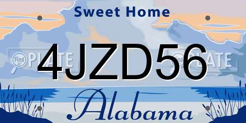 4JZD56 Alabama License Plate