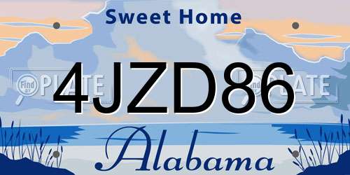 4JZD86 Alabama License Plate