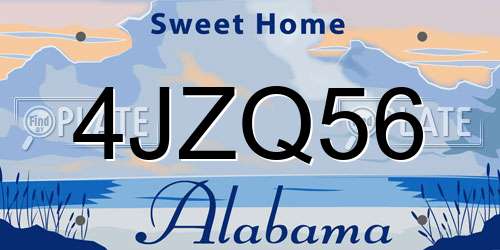 4JZQ56 Alabama License Plate