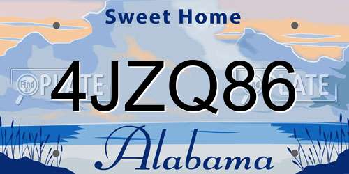 4JZQ86 Alabama License Plate