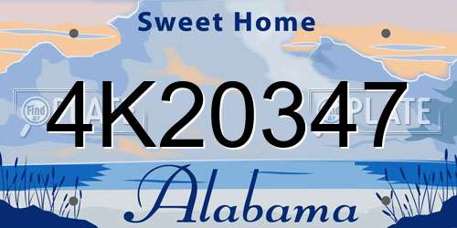4K20347 Alabama License Plate