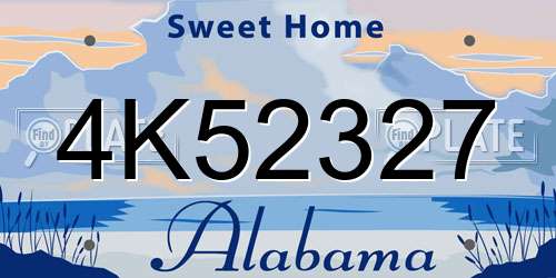 4K52327 Alabama License Plate