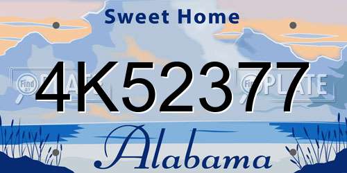 4K52377 Alabama License Plate