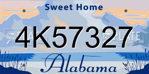 4K57327 Alabama License Plate