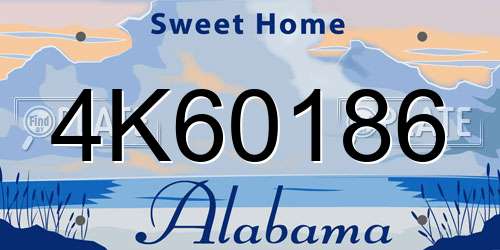 4K60186 Alabama License Plate