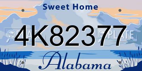 4K82377 Alabama License Plate
