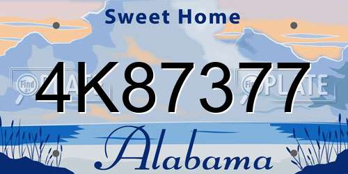 4K87377 Alabama License Plate