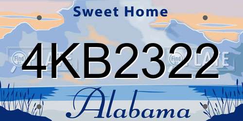 4KB2322 Alabama License Plate