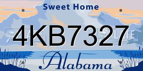 4KB7327 Alabama License Plate