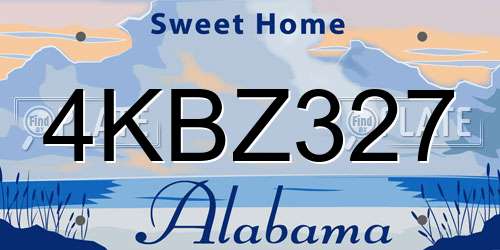 4KBZ327 Alabama License Plate