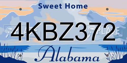 4KBZ372 Alabama License Plate