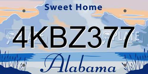4KBZ377 Alabama License Plate