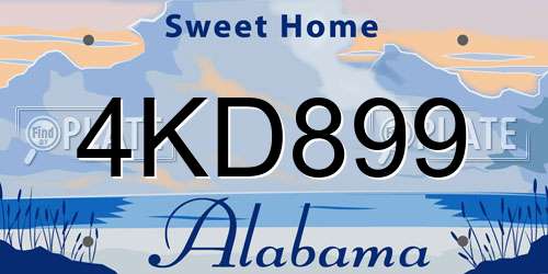 4KD899 Alabama License Plate