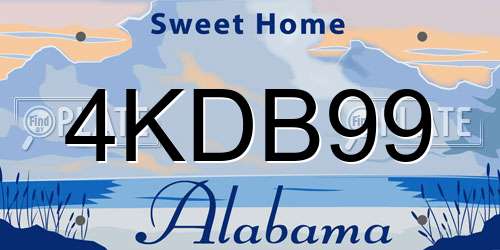 4KDB99 Alabama License Plate