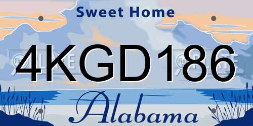 4KGD186 Alabama License Plate
