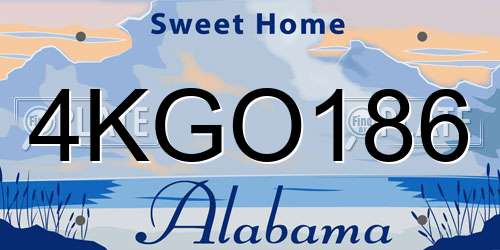 4KGO186 Alabama License Plate