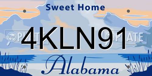 4KLN91 Alabama License Plate