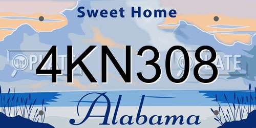 4KN308 Alabama License Plate