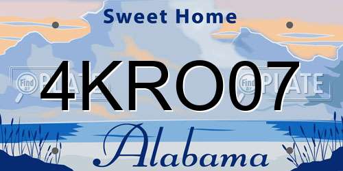 4KRO07 Alabama License Plate