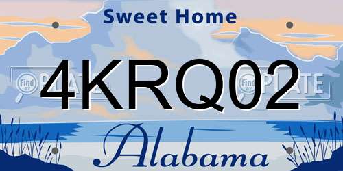 4KRQ02 Alabama License Plate