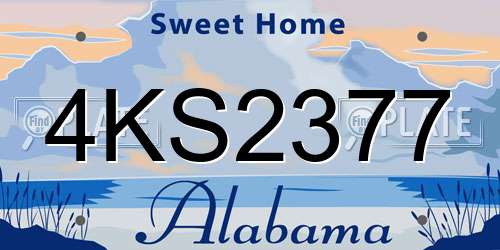 4KS2377 Alabama License Plate