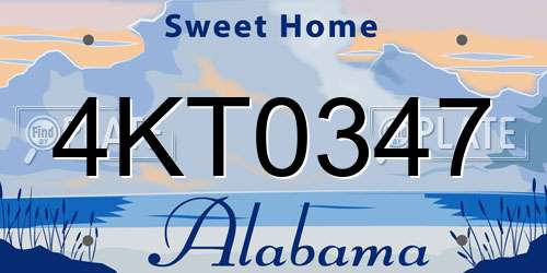 4KT0347 Alabama License Plate