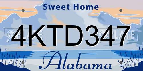 4KTD347 Alabama License Plate