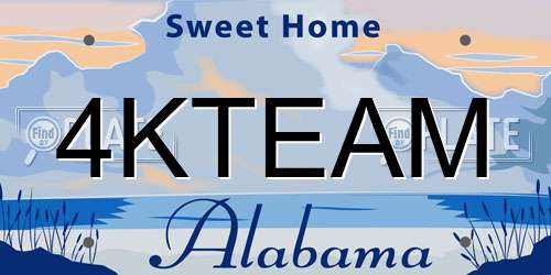 4KTEAM Alabama License Plate