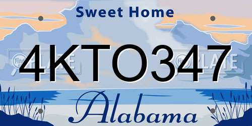 4KTO347 Alabama License Plate