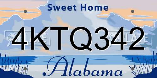 4KTQ342 Alabama License Plate