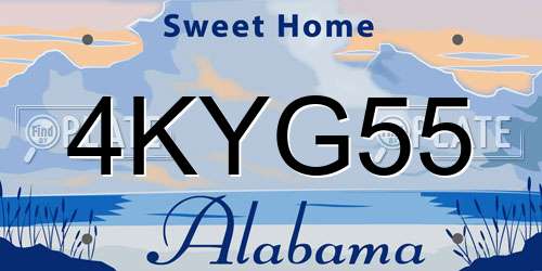 4KYG55 Alabama License Plate