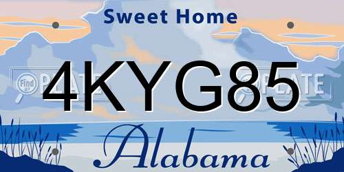 4KYG85 Alabama License Plate