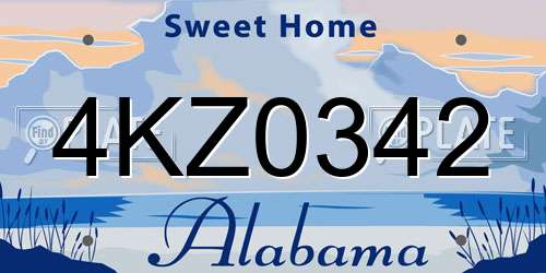 4KZ0342 Alabama License Plate