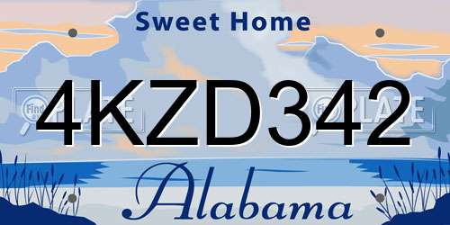 4KZD342 Alabama License Plate