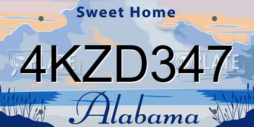 4KZD347 Alabama License Plate