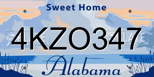 4KZO347 Alabama License Plate