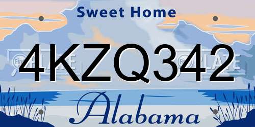 4KZQ342 Alabama License Plate