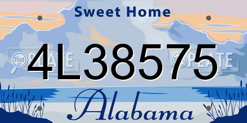 4L38575 Alabama License Plate