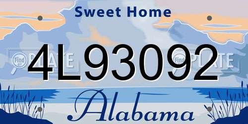 4L93092 Alabama License Plate