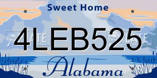 4LEB525 Alabama License Plate