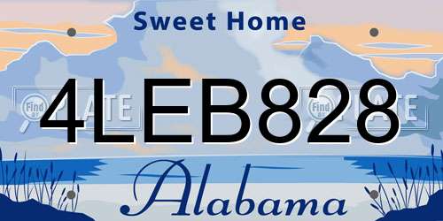4LEB828 Alabama License Plate