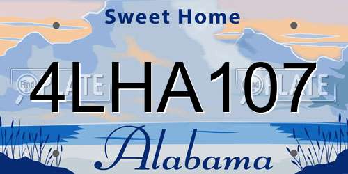 4LHA107 Alabama License Plate