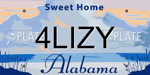 4LIZY Alabama License Plate