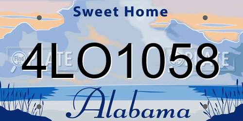 4LO1058 Alabama License Plate